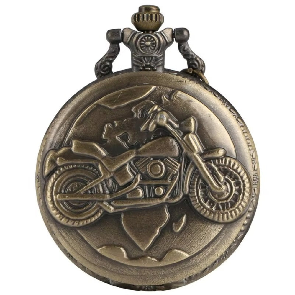 Vintage Motorcycle Pocket Watch Keychain – Biker Collectible Gift
