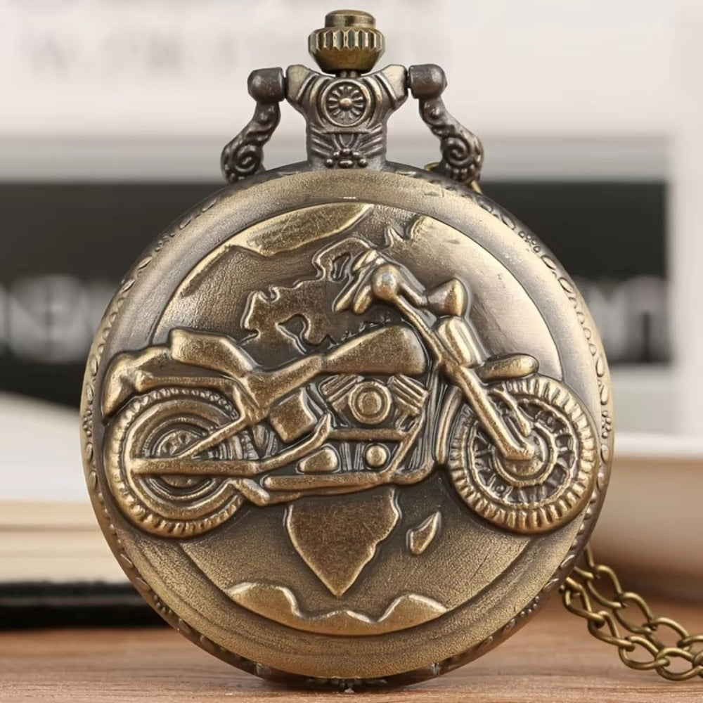 Vintage Motorcycle Pocket Watch Keychain – Biker Collectible Gift