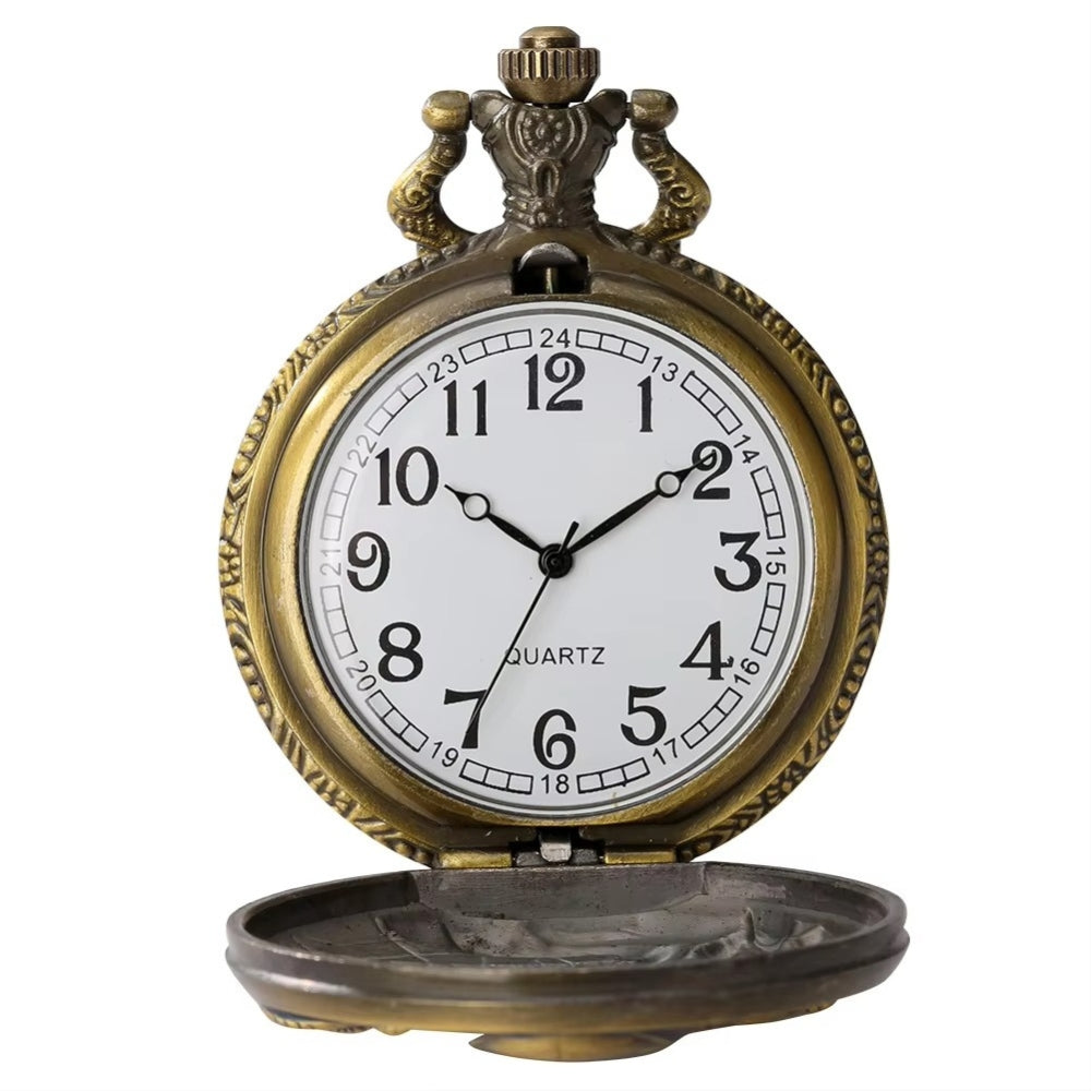 "To My Son" Engraved Vintage Pocket Watch Keychain – Inspirational Gift from Dad/Mom