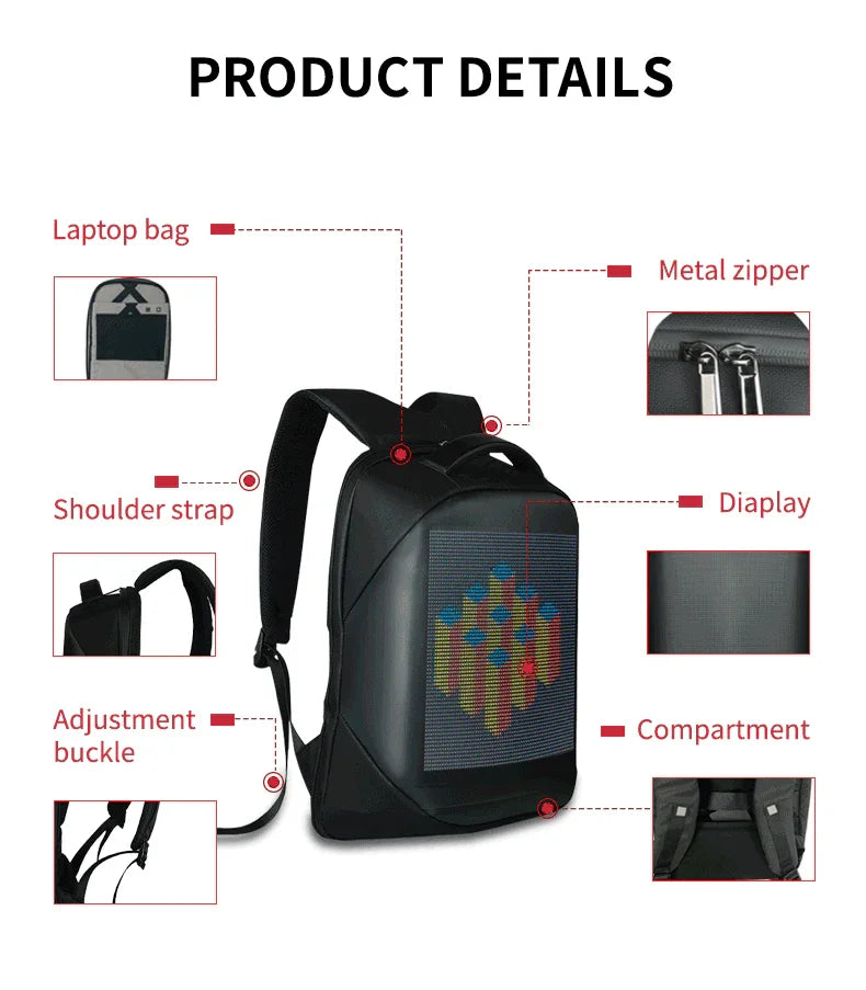 "The Lumina" LED Smart Backpack (Midnight Black)