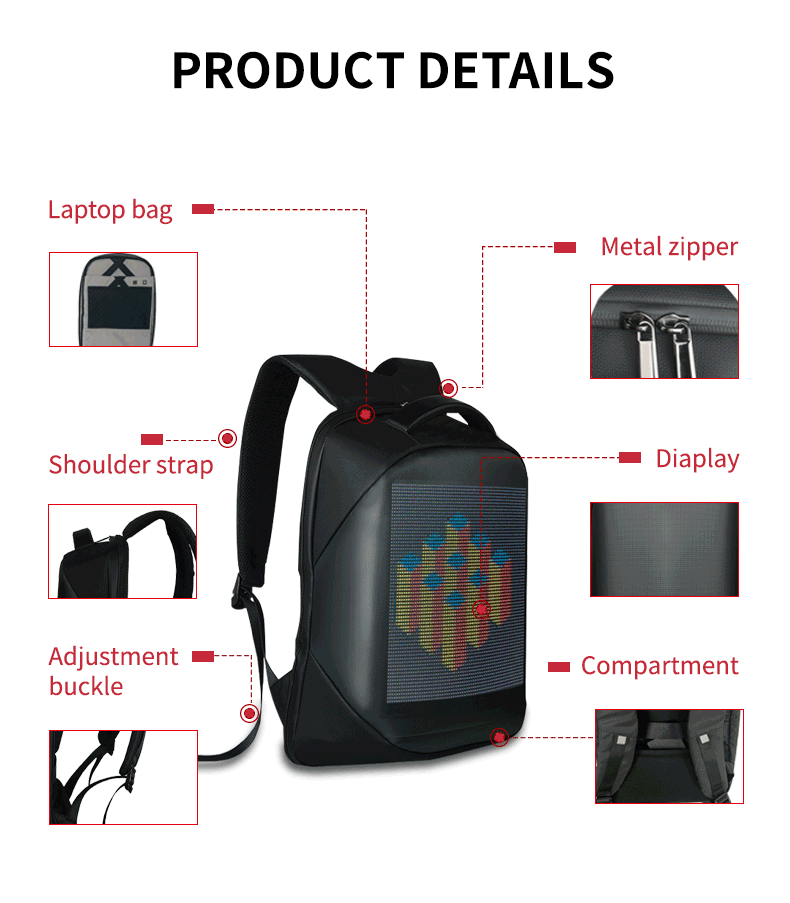 Premium LED Laptop Backpack - Stylish Illuminated Travel Bag for Men & Women (Black)