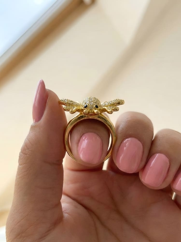 Golden Queen Bee Statement Ring (Anti-Tarnish)