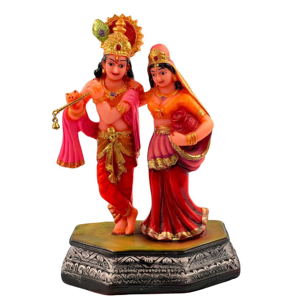 Radha Krishna Standing Idol – 8.5 Inch Decorative Statue with Ornate Base
