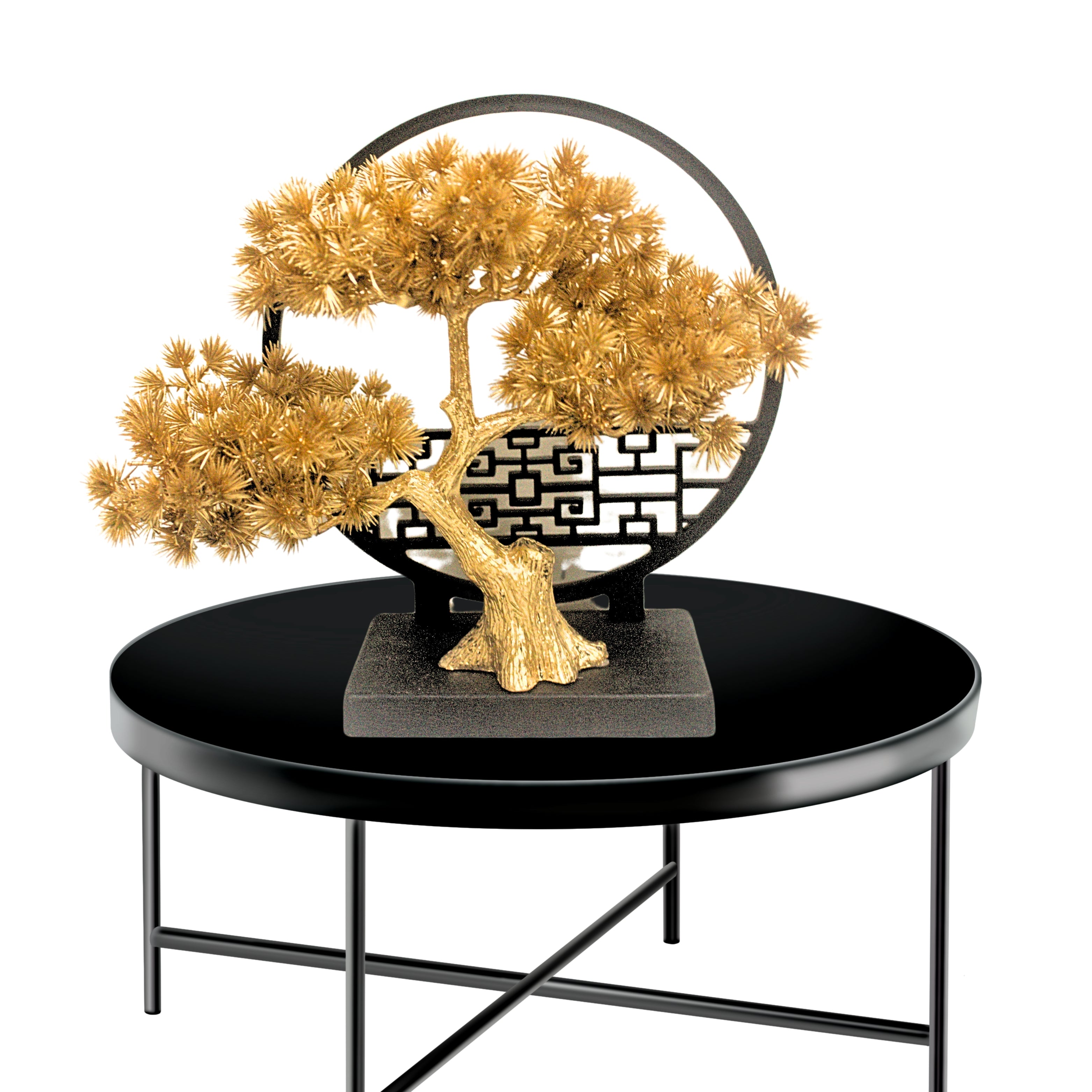 Modern Zen Bonsai Tree – Metallic Gold Decorative Showpiece