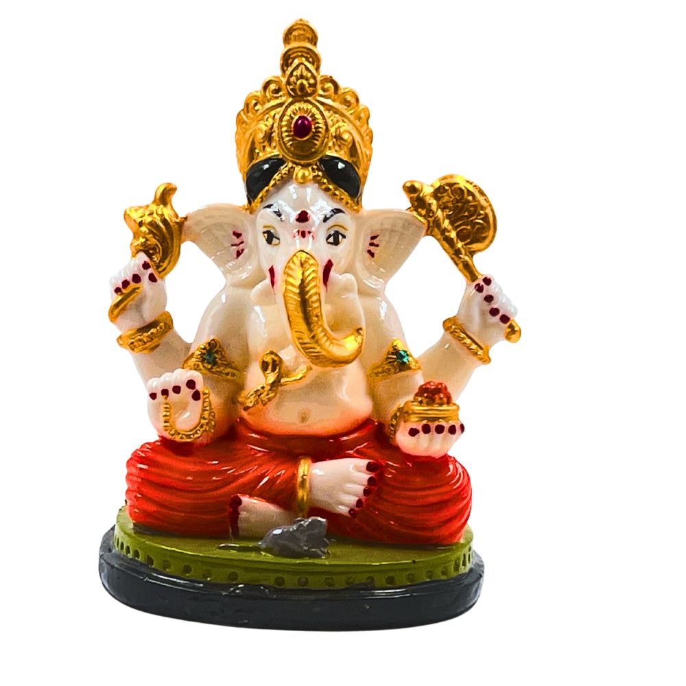5.5-Inch Royal Ganesha Idol with Crown – Decorative Ganpati Statue for Home Temple & Gifting