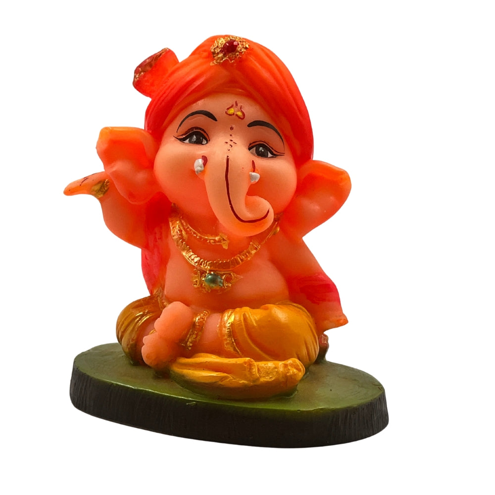 4-Inch Baby Ganesha Idol with Turban – Decorative Ganpati Murti for Home & Office