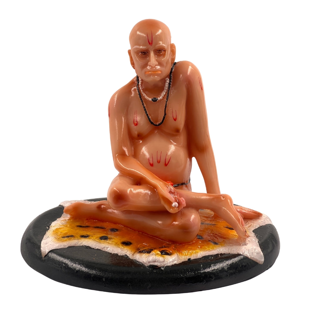 Swami Samarth Idol – 6.5 Inch Sitting Statue on Tiger Skin Base for Home & Mandir