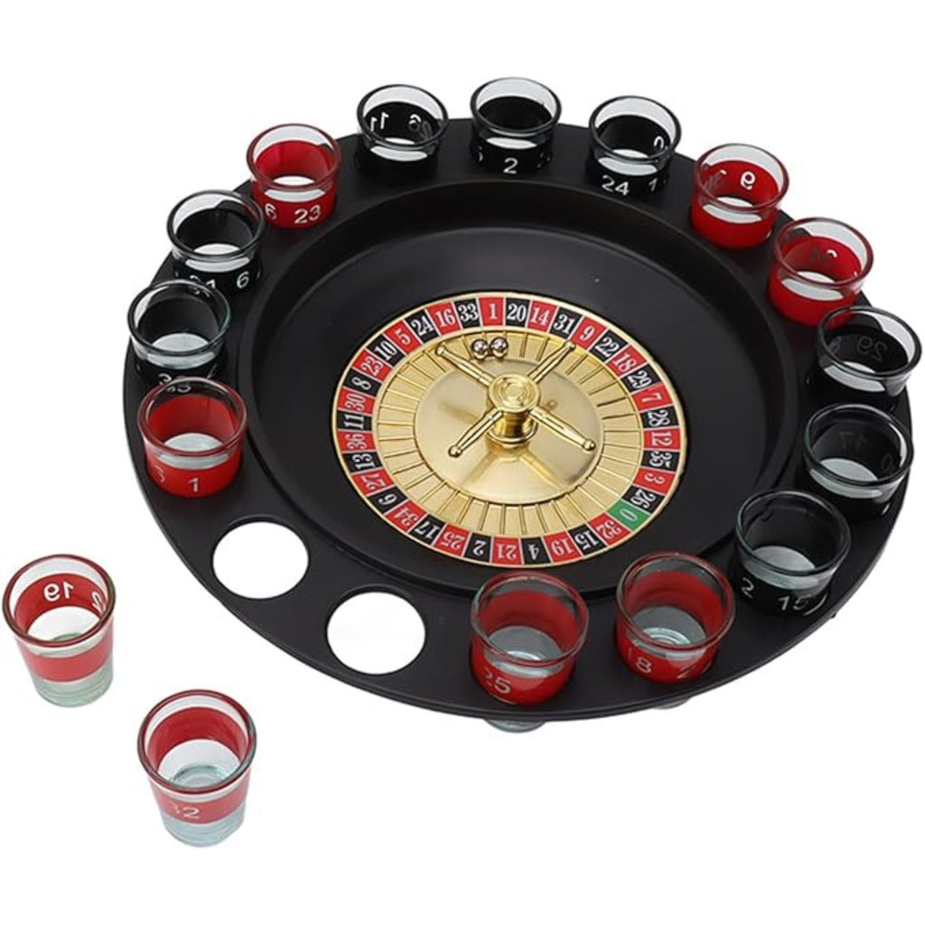 Premium Drinking Roulette  Set | Exciting Spin & Play Game with 16  Glasses & 2 Balls