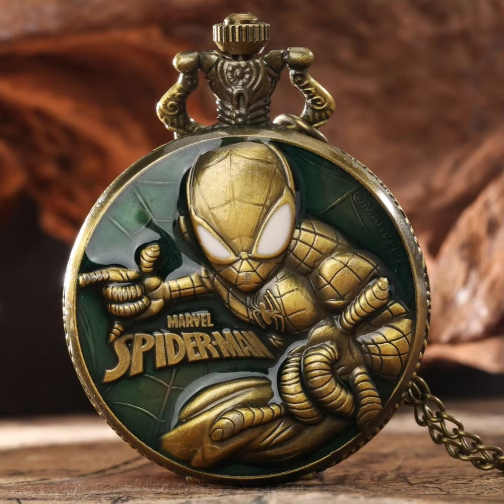 Marvel Spider-Man Pocket Watch Keychain – Vintage Superhero Collectible for Fans