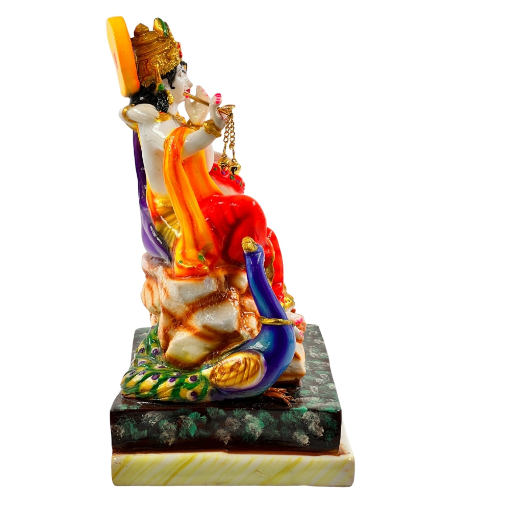 Radha Krishna Idol with Peacock – 10 Inch Decorative Statue for Home & Office