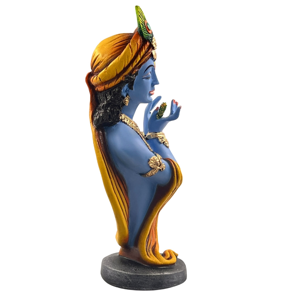 12 Inch Lord Krishna Playing Flute Decorative Idol – Handcrafted Resin Statue
