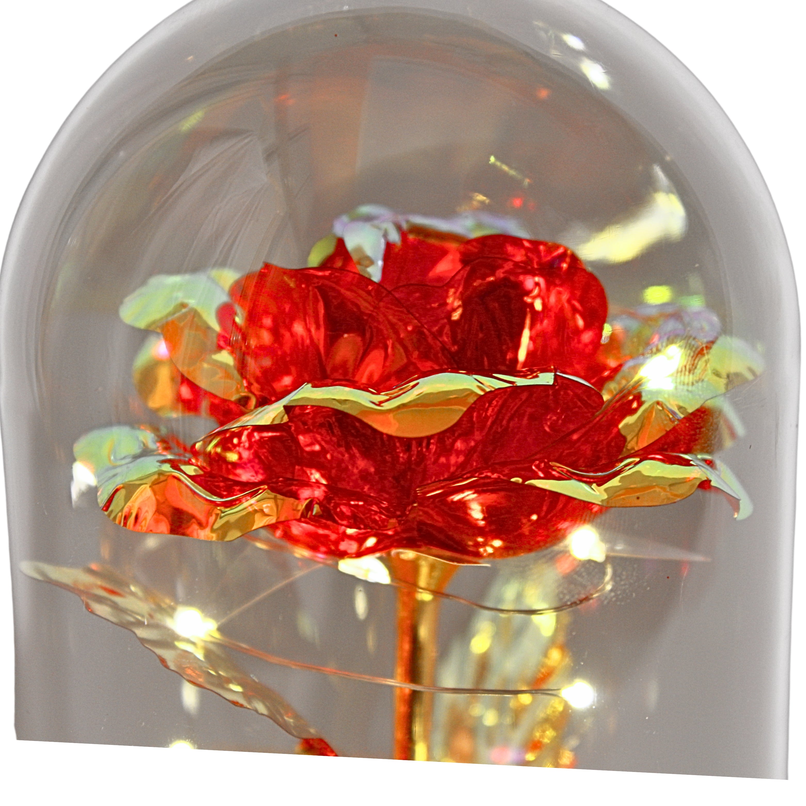 Luxury Red Crystal Rose Dome with LED Lights – Elegant Romantic Gift