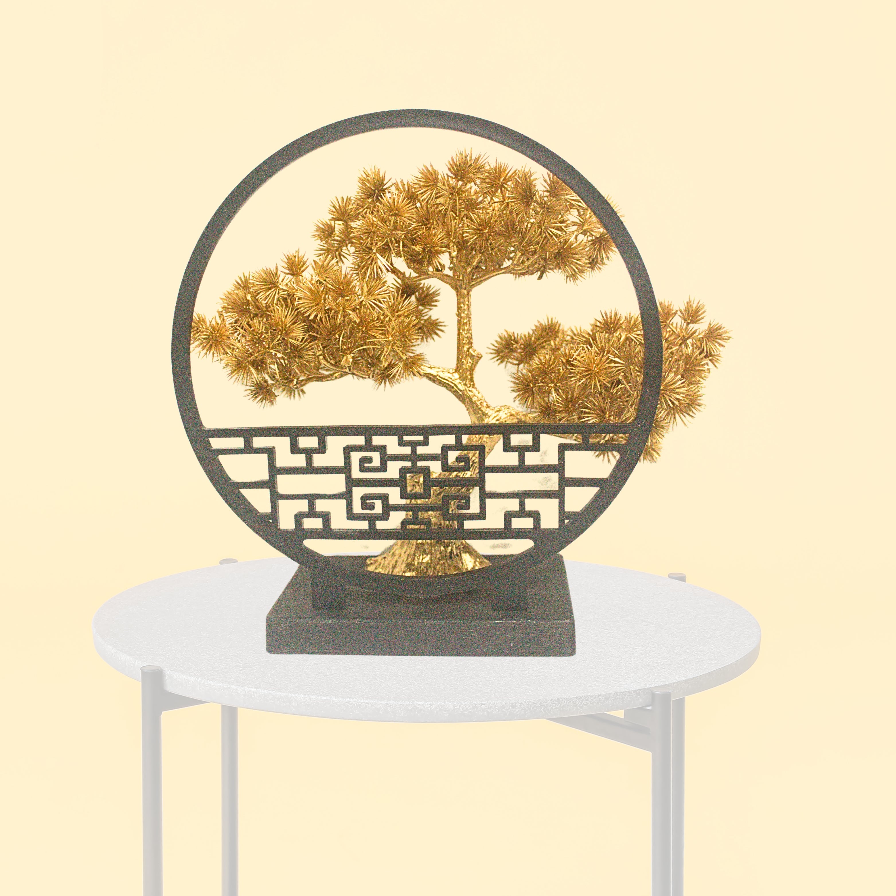 Modern Zen Bonsai Tree – Metallic Gold Decorative Showpiece