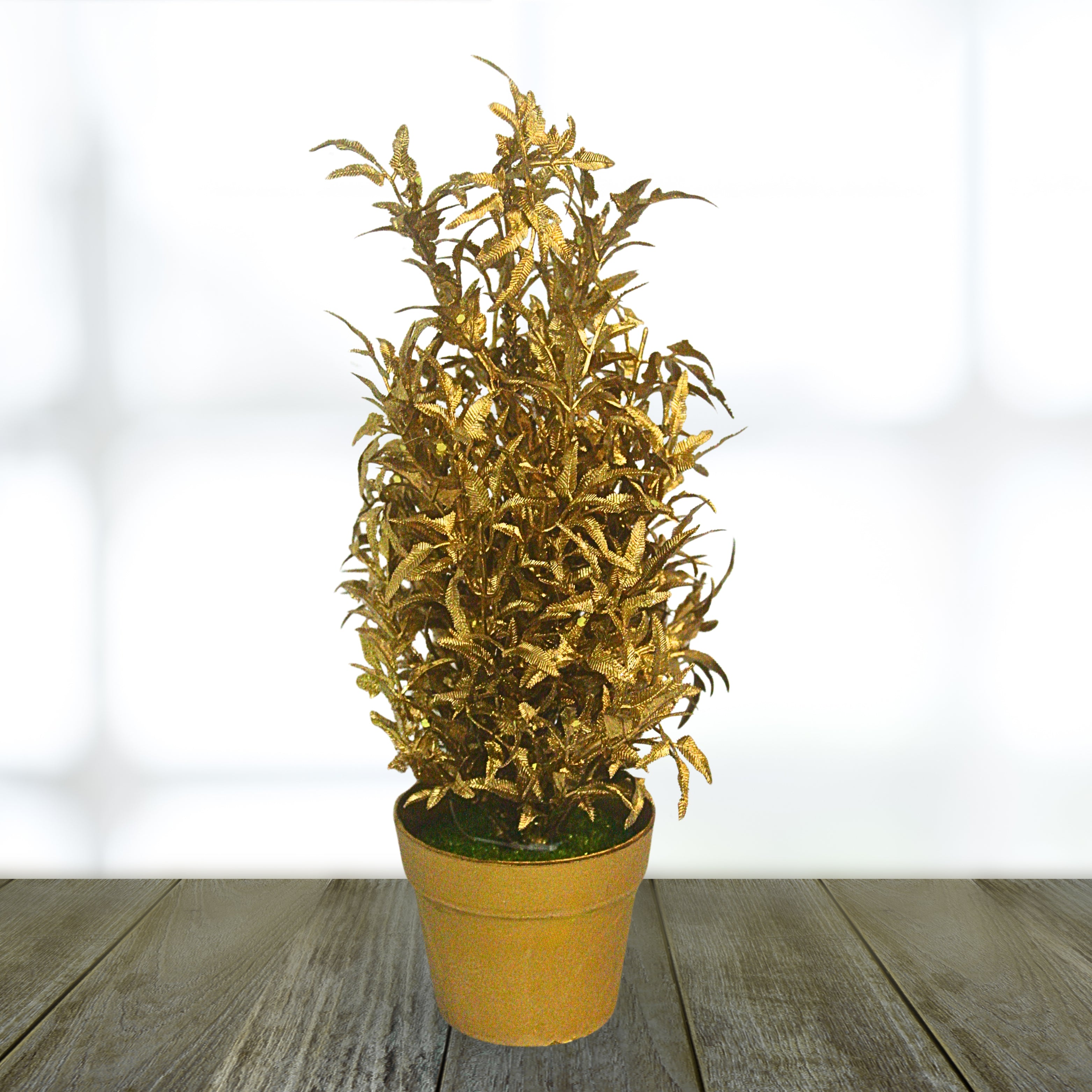 Gilded Grace: Elegant Gold-Toned Decorative Plant