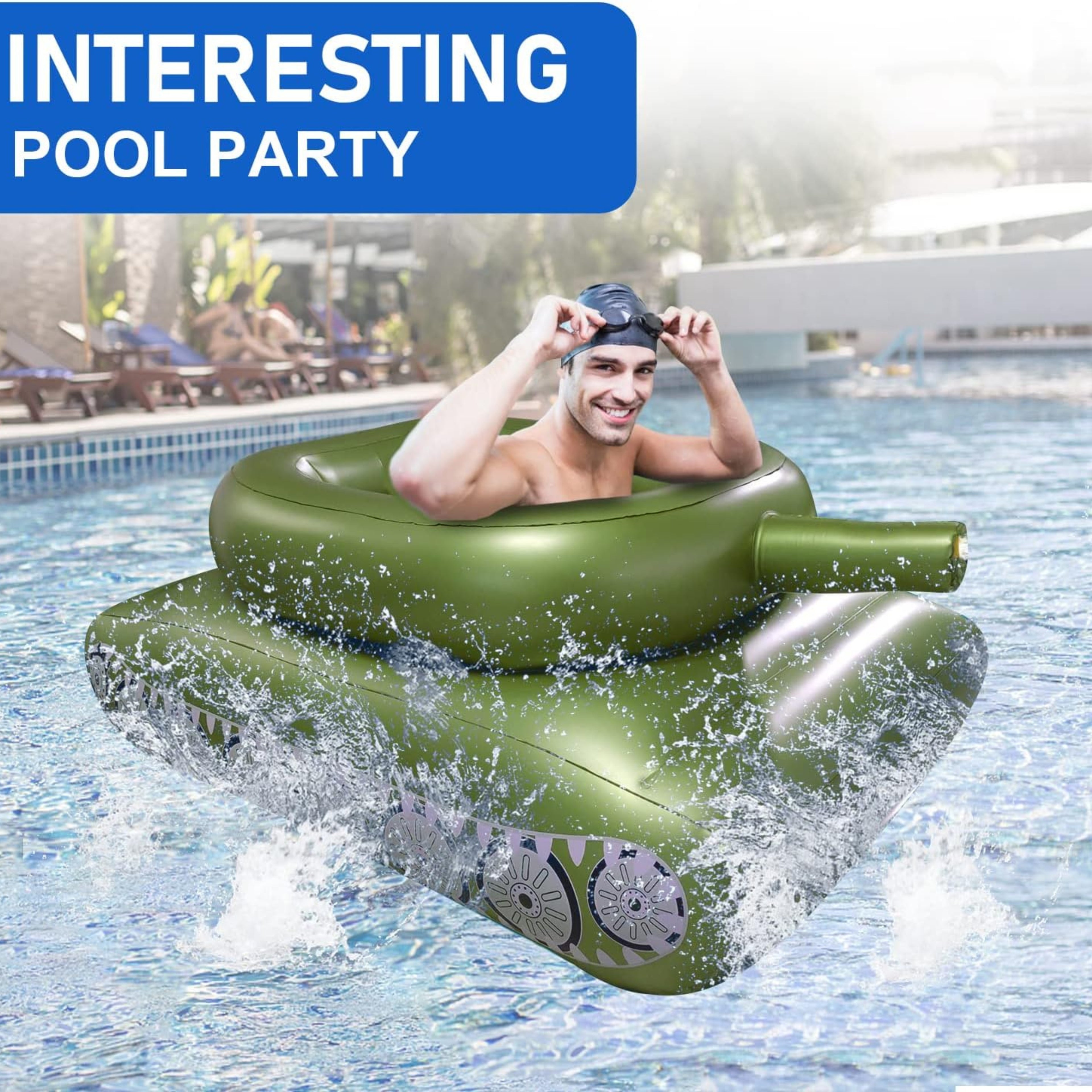 Inflatable Tank Swimming Pool Float – Giant Pool Party Toy for Kids & Adults