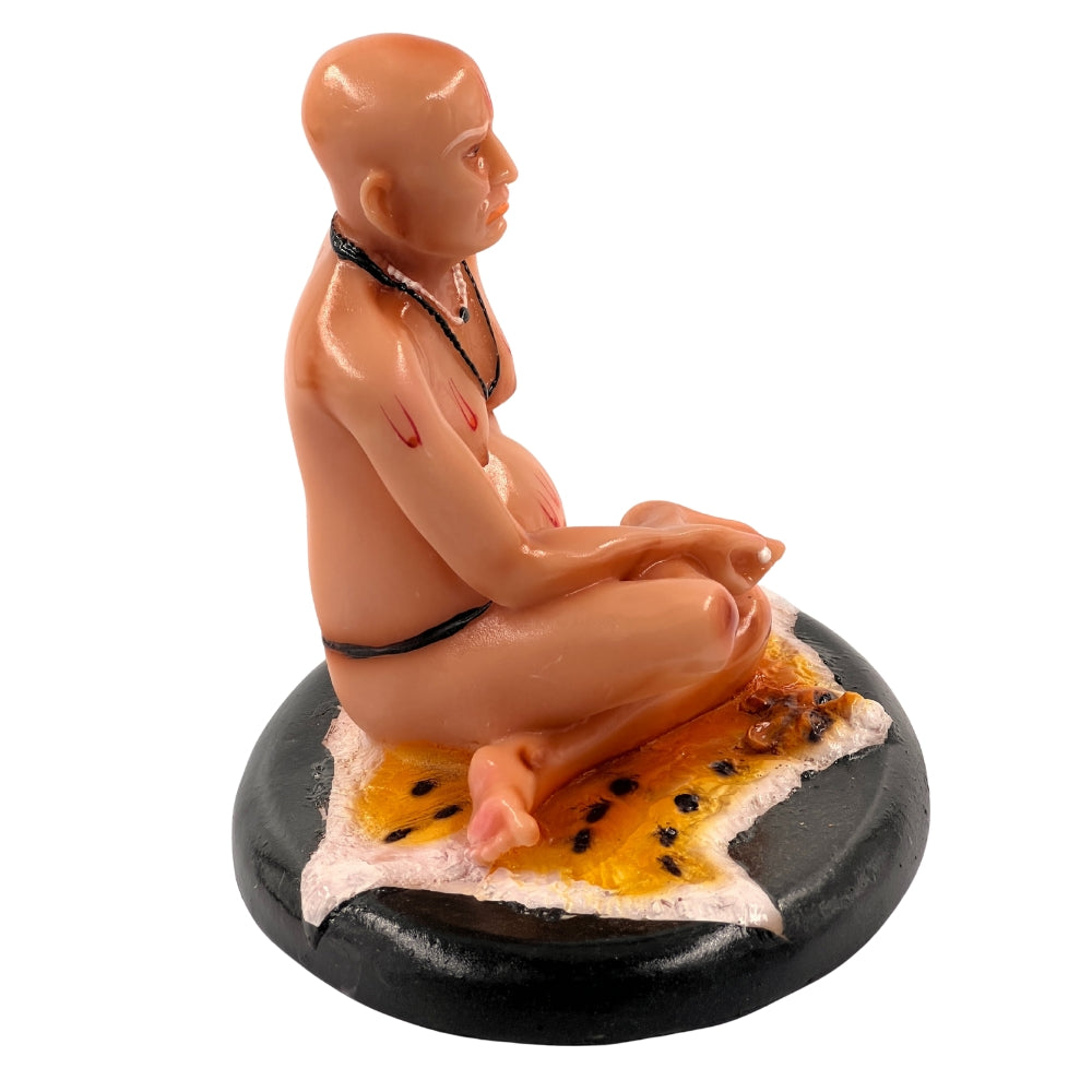 Swami Samarth Idol – 6.5 Inch Sitting Statue on Tiger Skin Base for Home & Mandir