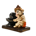 3.5-Inch Baby Ganesha with Shivling Idol – Divine Decorative Statue for Home & Gifting
