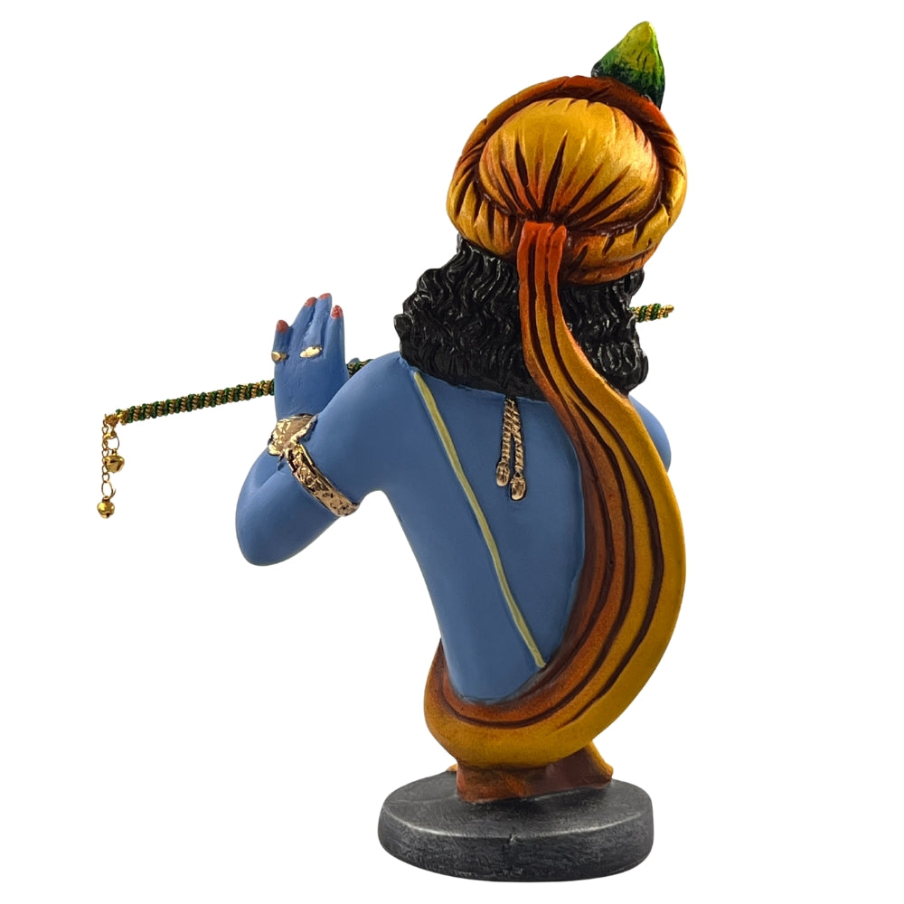 12 Inch Lord Krishna Playing Flute Decorative Idol – Handcrafted Resin Statue