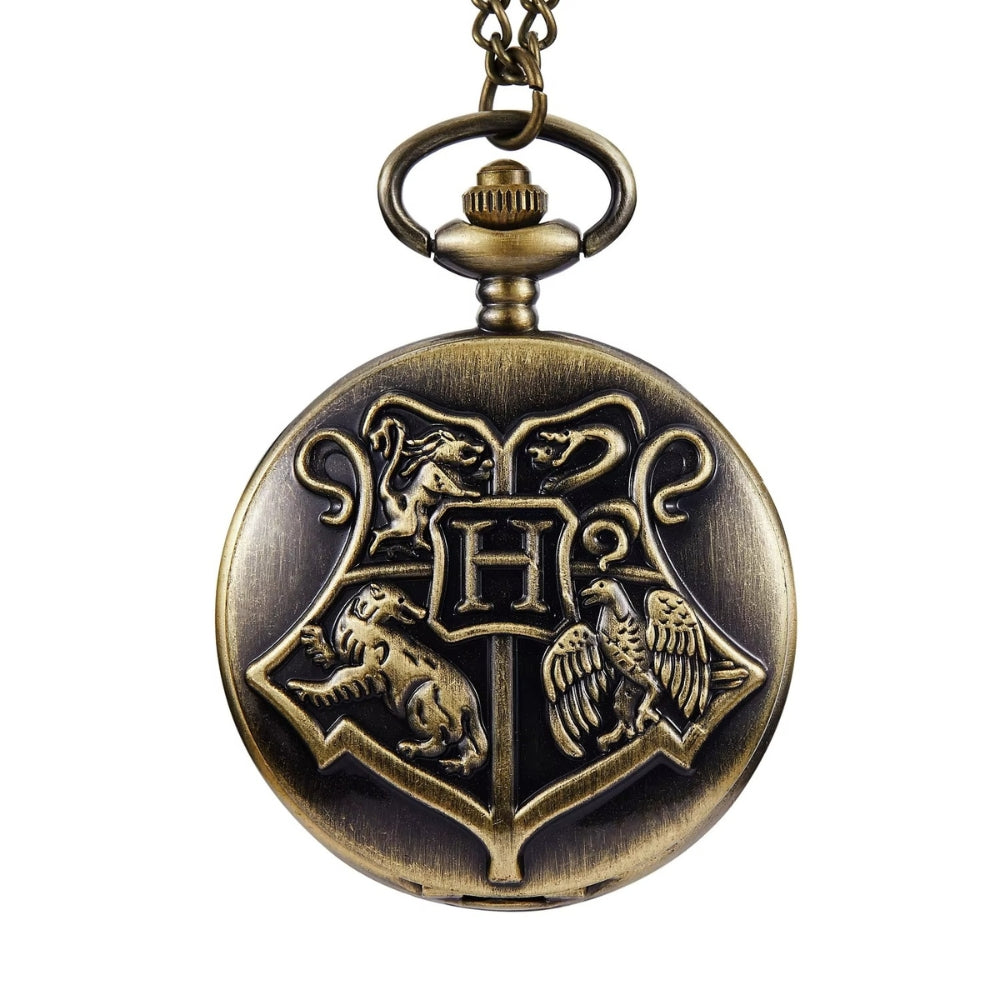 Harry Potter Hogwarts Crest Pocket Watch Keychain – Vintage Style