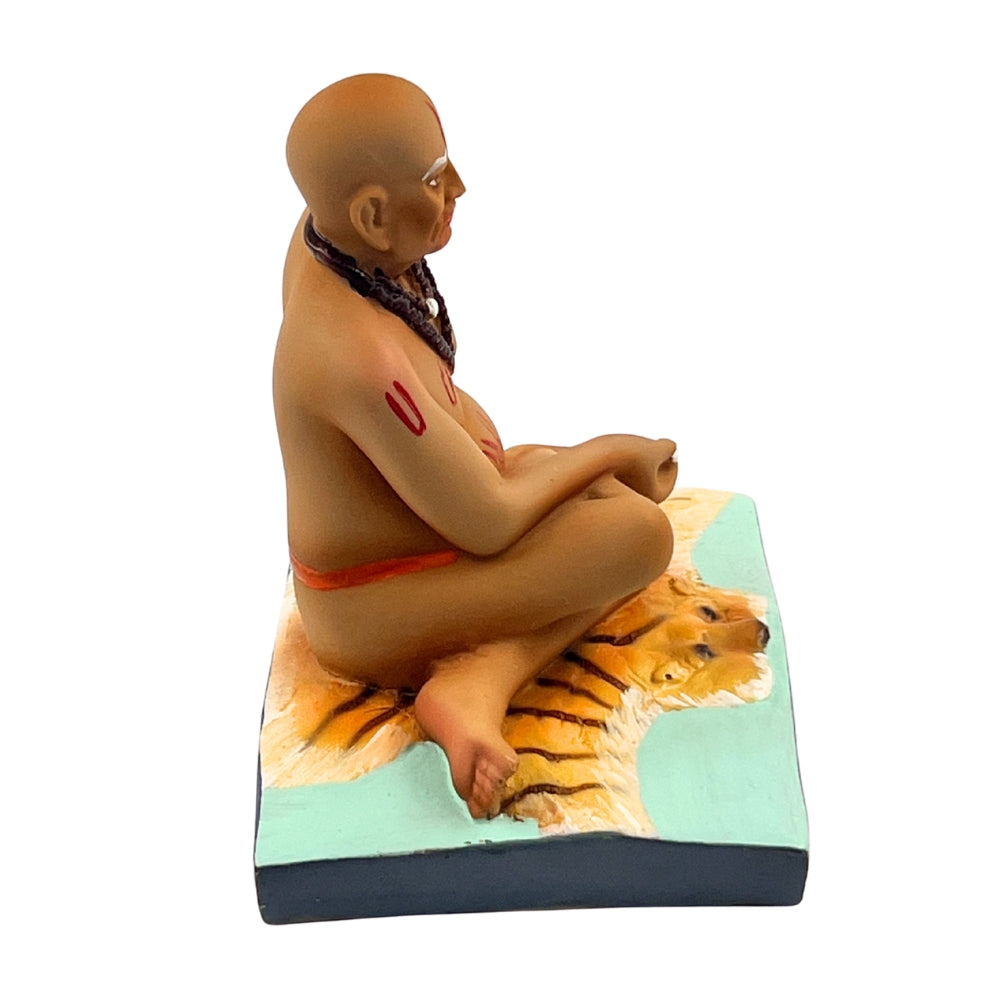 Swami Samarth Idol – 4.5 Inch Matte Finish Statue with Rudraksha Mala on Tiger Skin Base