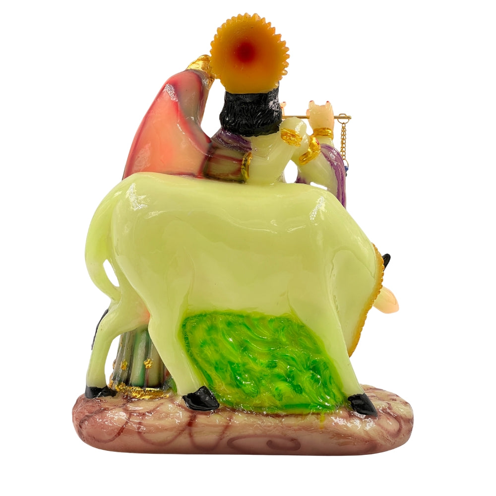Radha Krishna with Cow Decorative Idol – 6 Inch Resin Showpiece