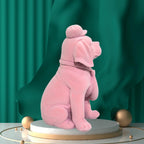 Pink Velvet Gentleman Dog Figurine