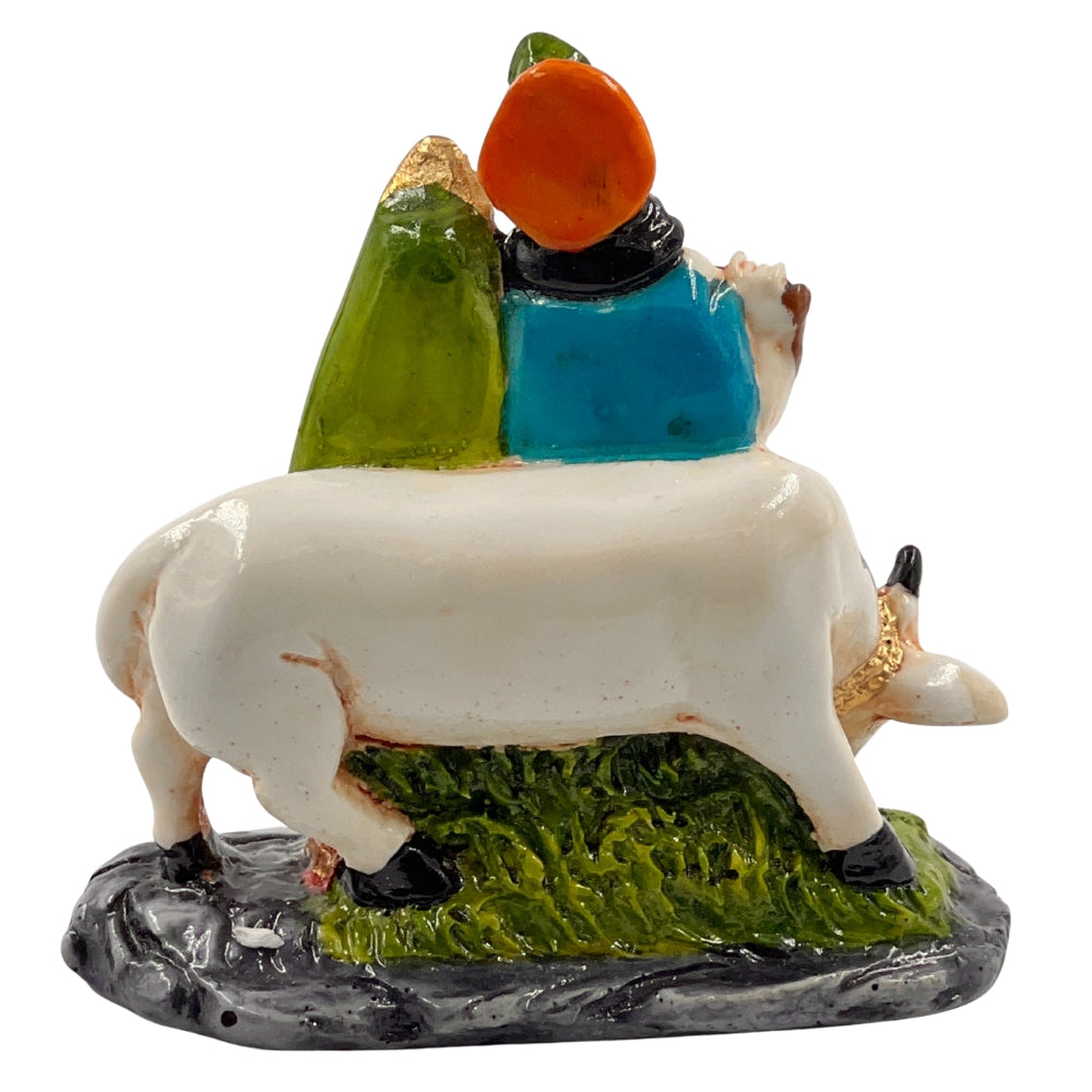 Miniature Radha Krishna with Cow Idol – 3.5 Inch Handcrafted Resin Statue