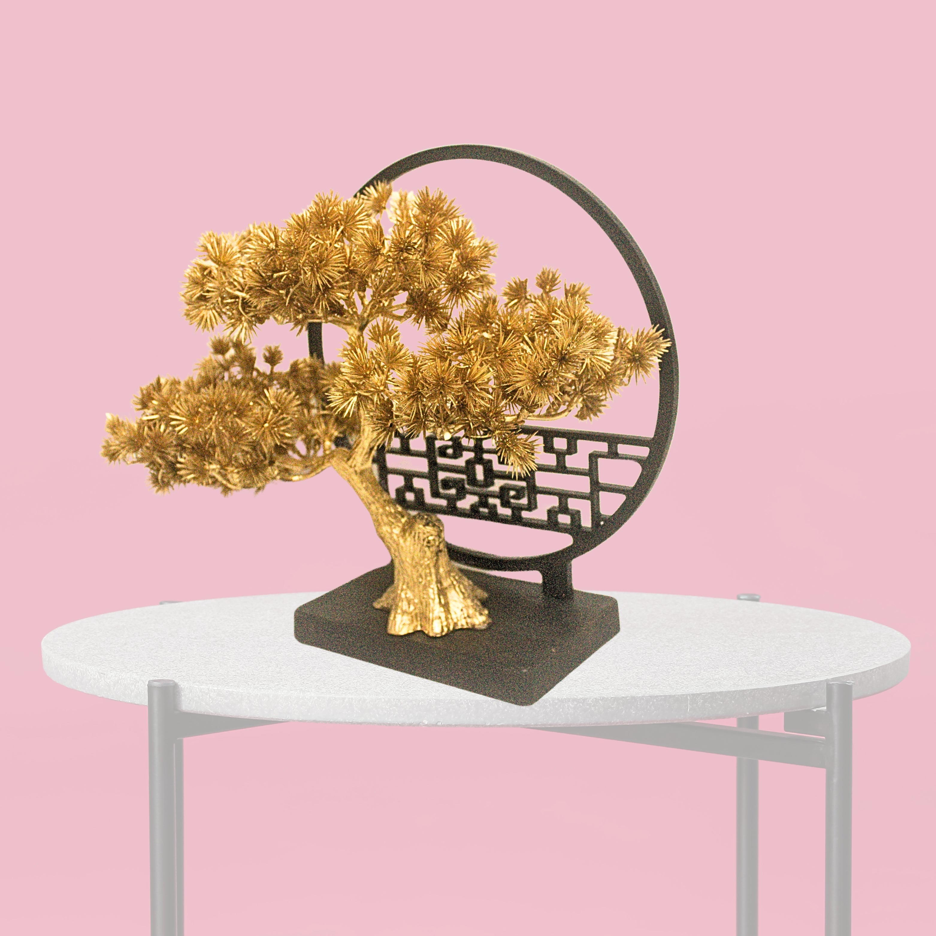 Modern Zen Bonsai Tree – Metallic Gold Decorative Showpiece