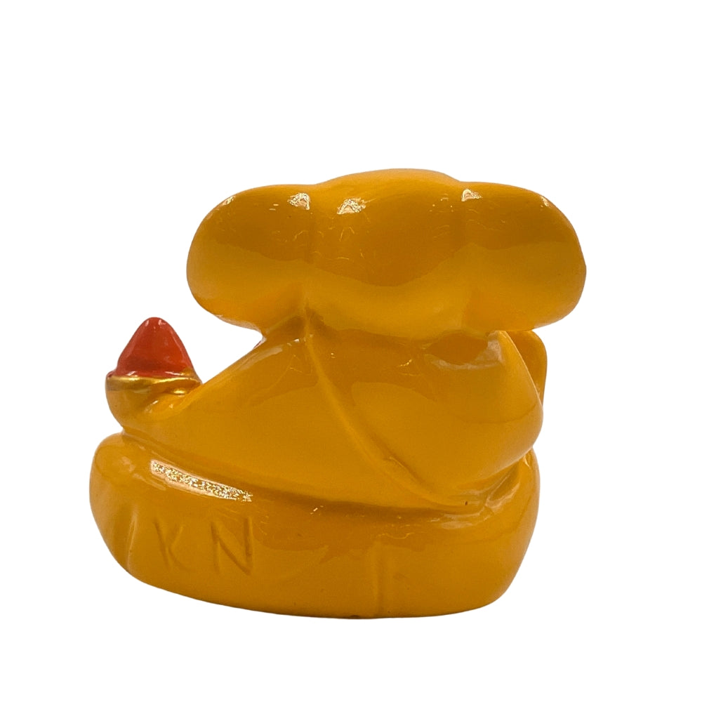 Miniature Yellow Ganpati Idol – 2 Inch Decorative Murti for Car, Desk & Pooja