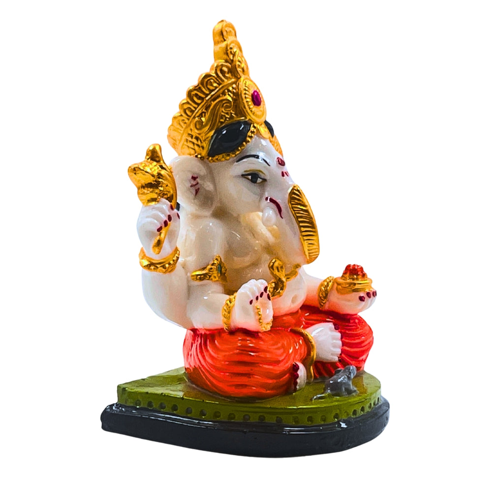 5.5-Inch Royal Ganesha Idol with Crown – Decorative Ganpati Statue for Home Temple & Gifting
