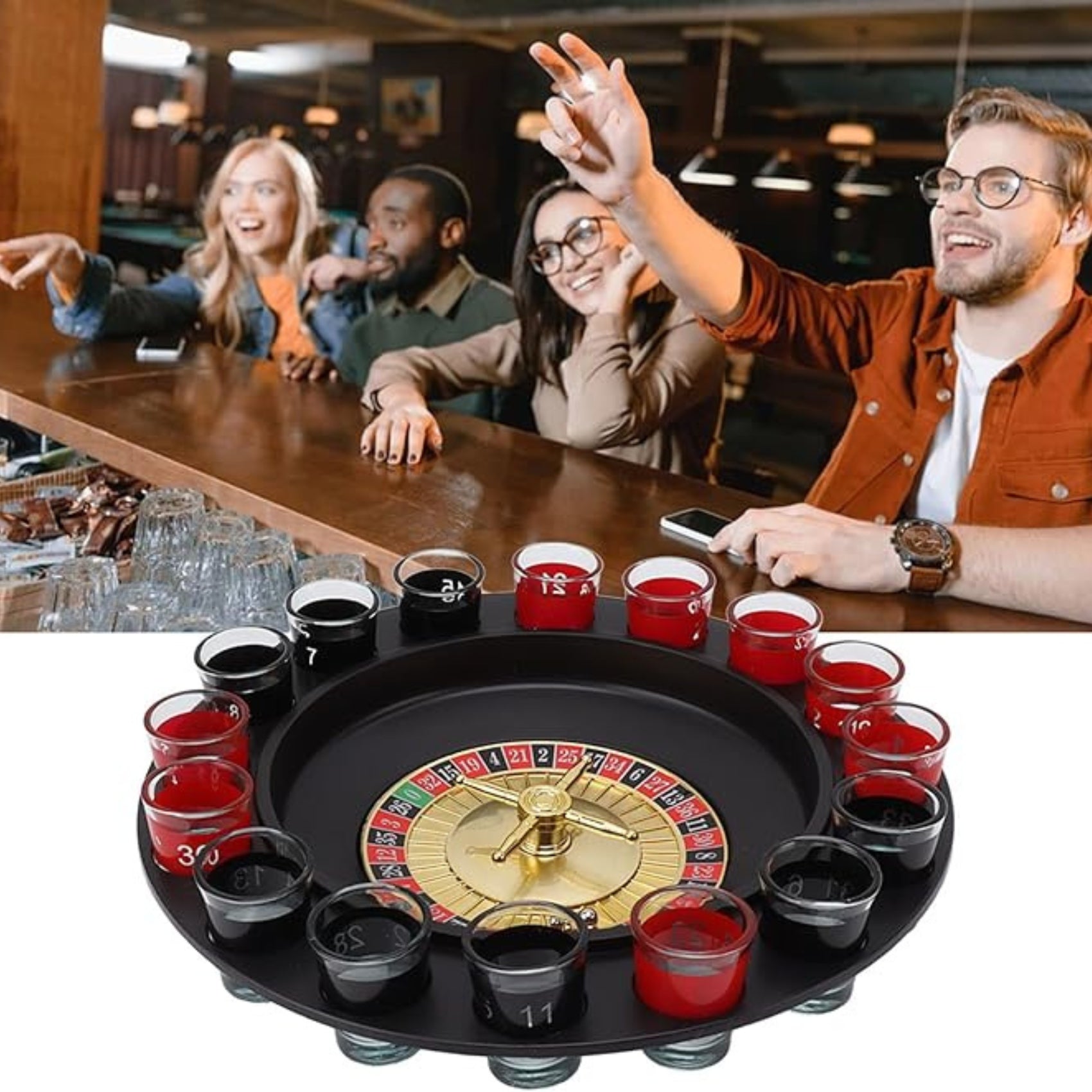 Premium Drinking Roulette  Set | Exciting Spin & Play Game with 16  Glasses & 2 Balls