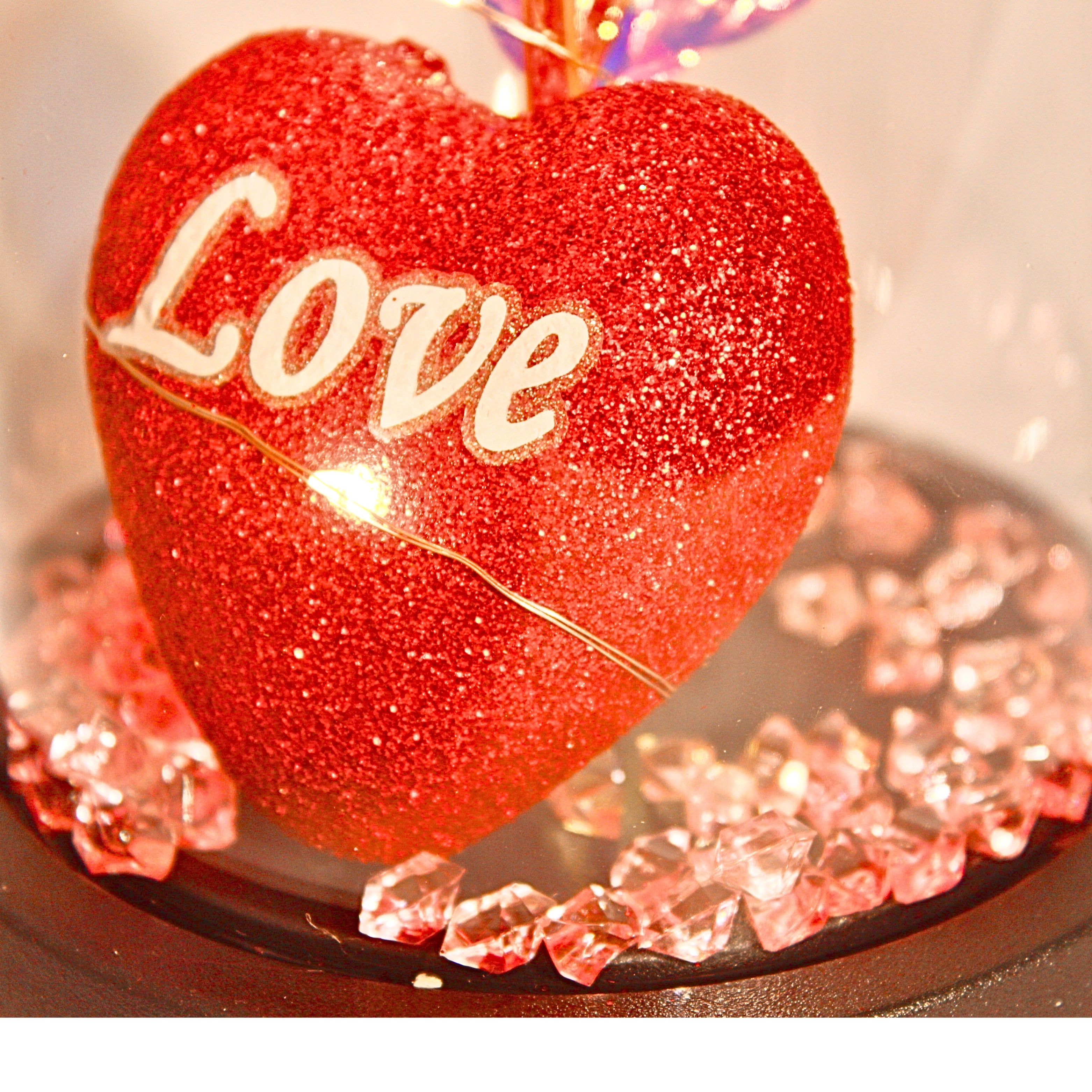 Luxury Pink Crystal Rose Dome with LED Lights – Elegant Romantic Gift