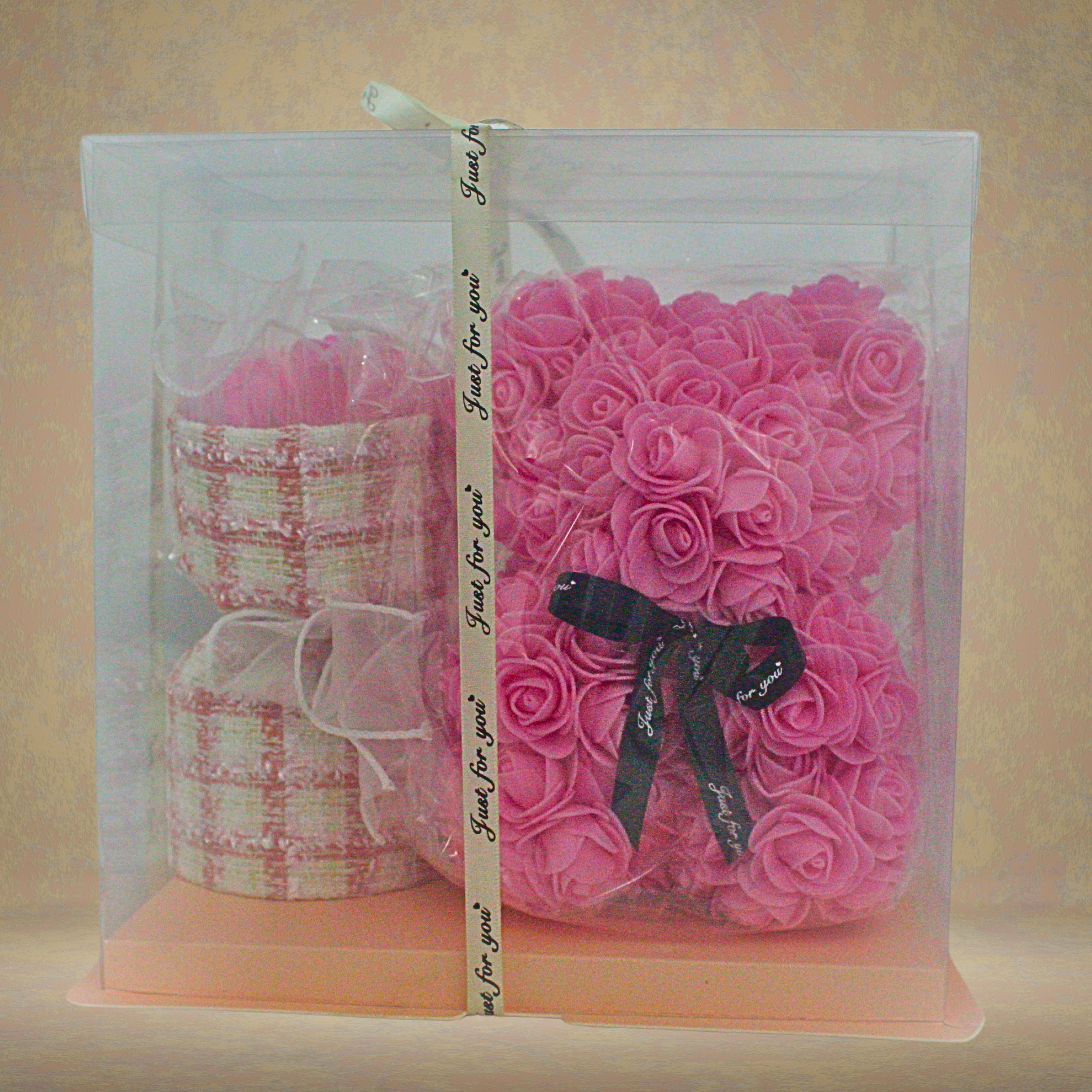 Elegant Foam Flower Teddy & Bouquet Hamper – A Unique Gift of Love (PINK)