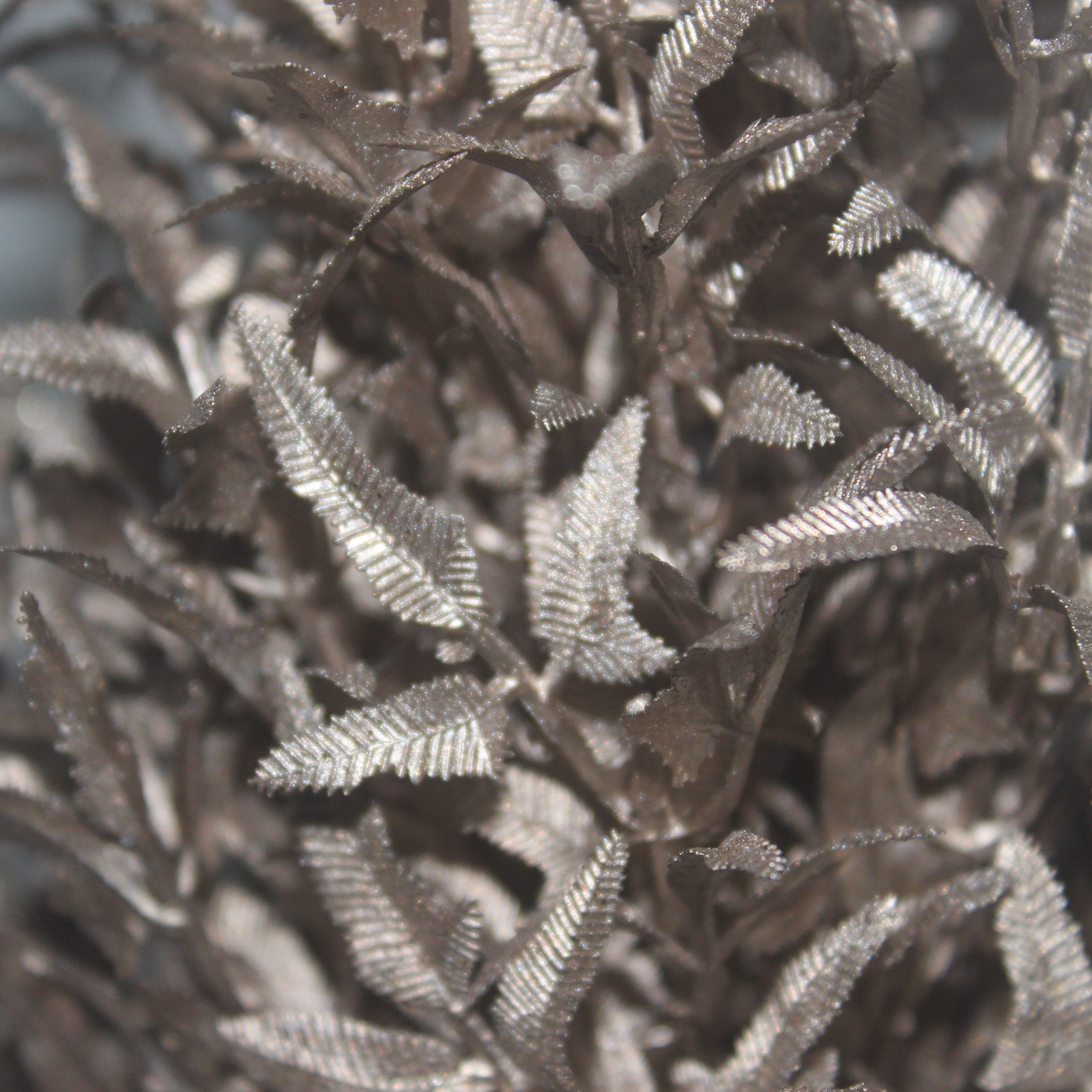 Silver Elegance: Metallic Faux Plant with Premium Coated Base