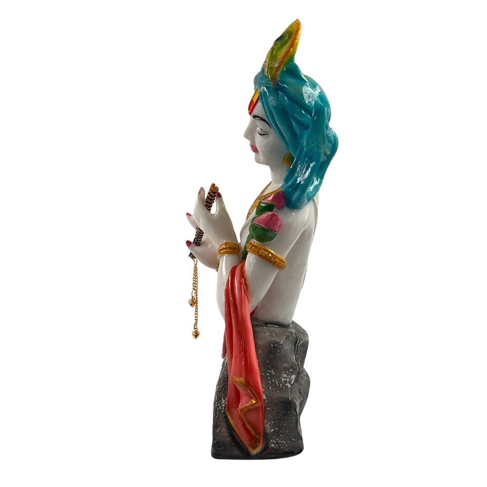 11 Inch Krishna with Flute and Rose Idol – Artistic Resin Statue
