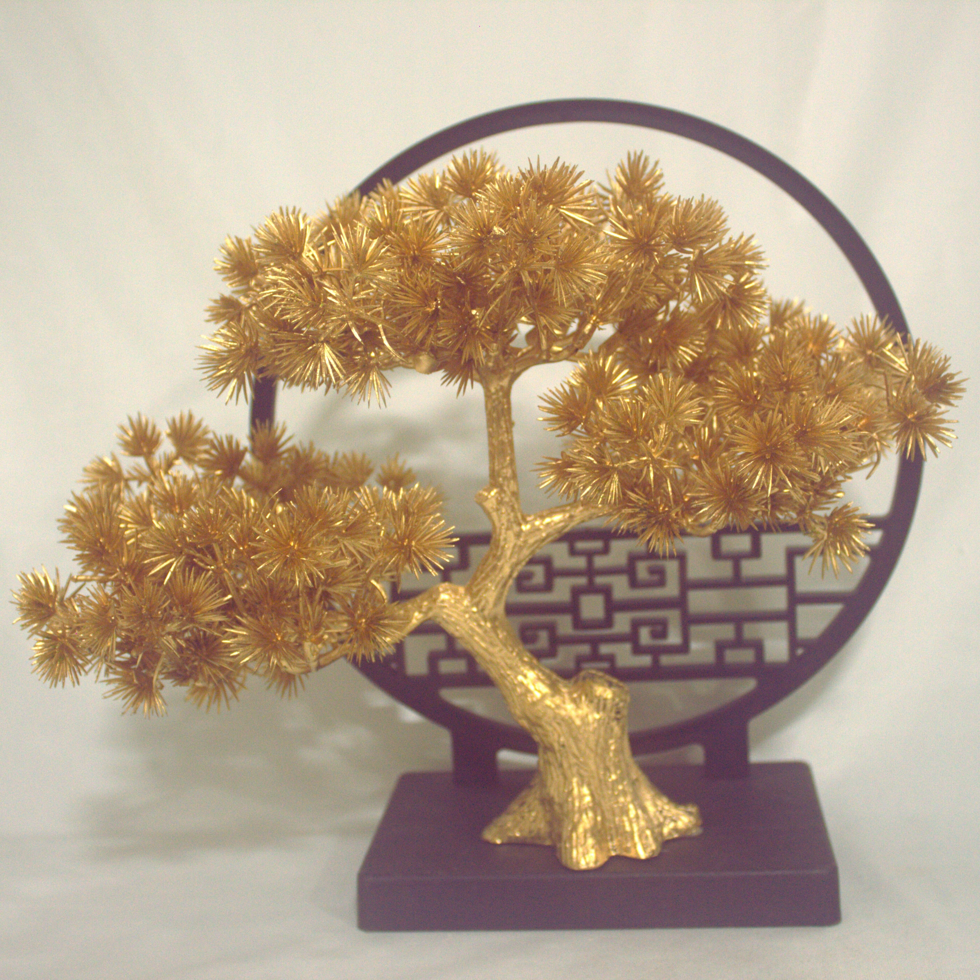 Modern Zen Bonsai Tree – Metallic Gold Decorative Showpiece