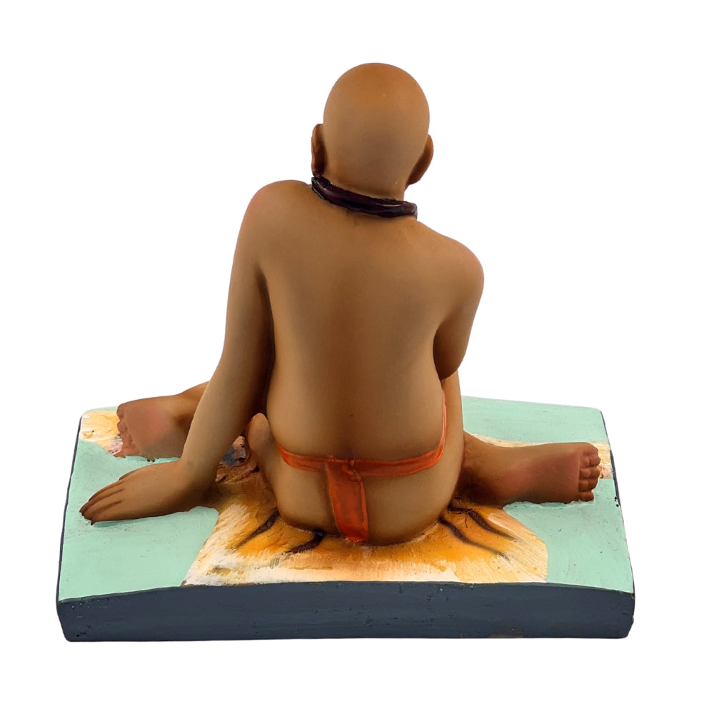 Swami Samarth Idol – 4.5 Inch Matte Finish Statue with Rudraksha Mala on Tiger Skin Base