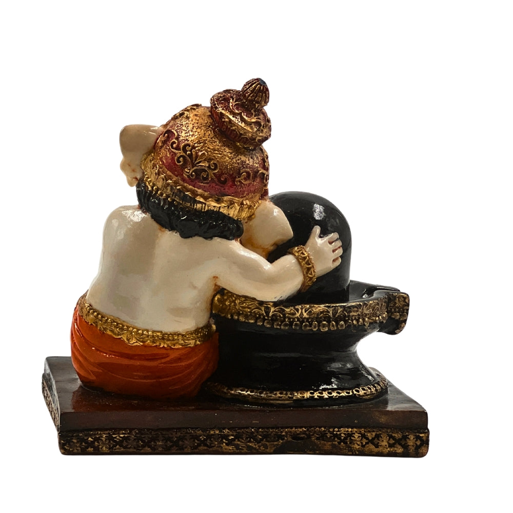 3.5-Inch Baby Ganesha with Shivling Idol – Divine Decorative Statue for Home & Gifting