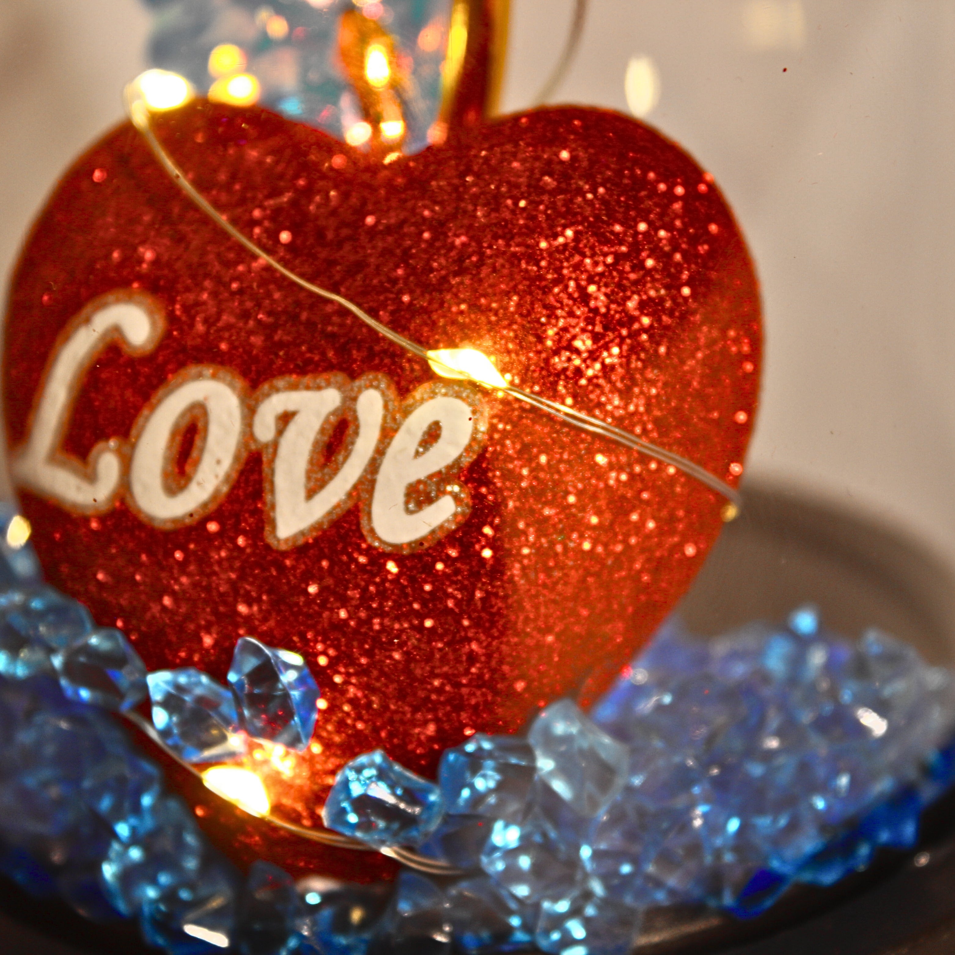 Luxury Blue Crystal Rose Dome with LED Lights – Elegant Romantic Gift