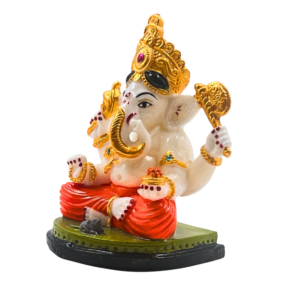 5.5-Inch Royal Ganesha Idol with Crown – Decorative Ganpati Statue for Home Temple & Gifting