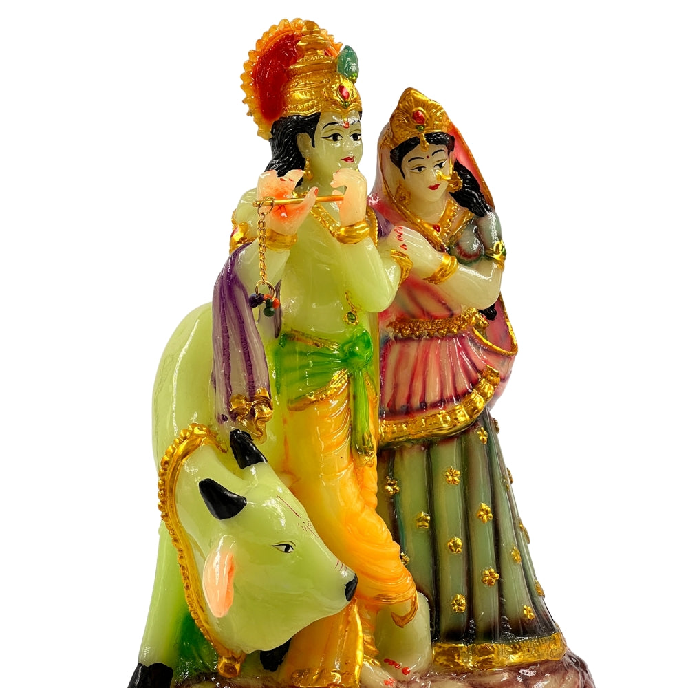 Radha Krishna with Cow Decorative Idol – 6 Inch Resin Showpiece