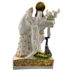 12 Inch Radha Krishna Idol with Peacock – White & Gold Decorative Statue