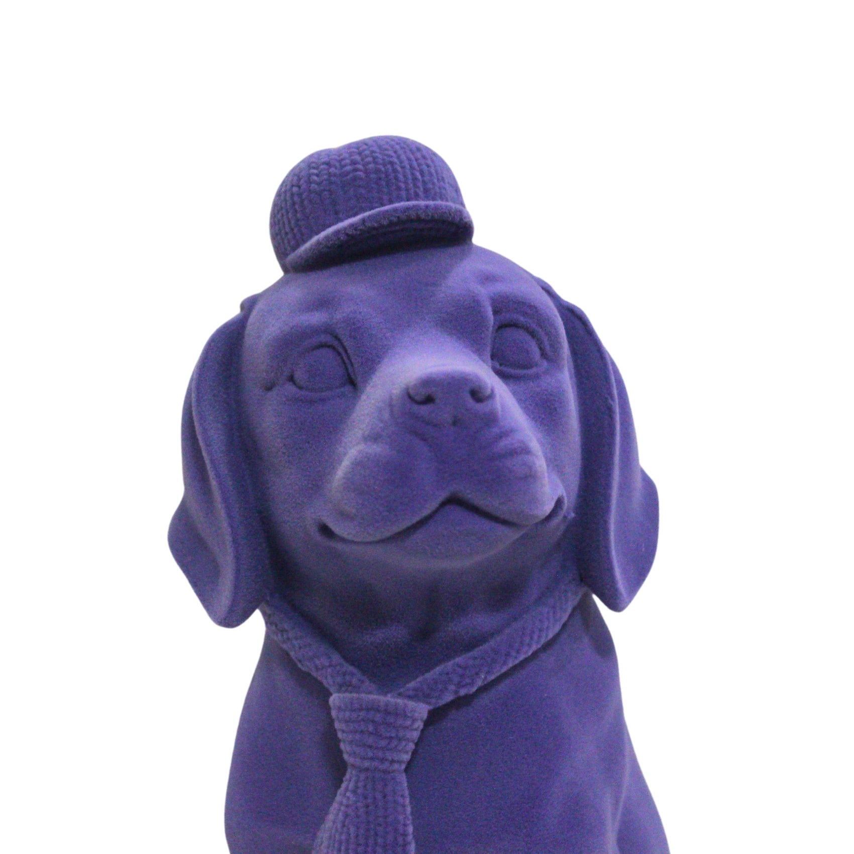 Velvet Finish Luxury Dog Figurine – Elegant Resin Decor with Cap & Tie