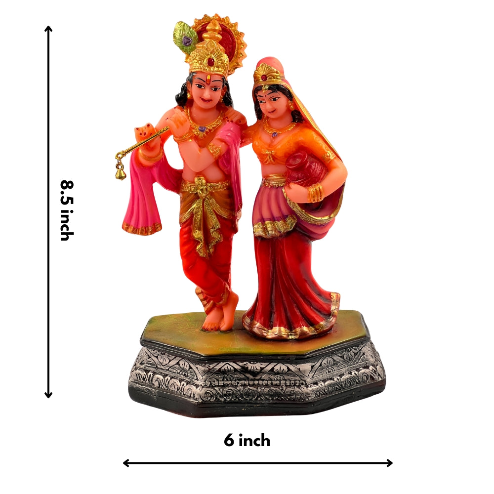 Radha Krishna Standing Idol – 8.5 Inch Decorative Statue with Ornate Base