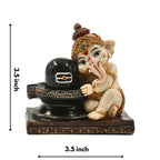 3.5-Inch Baby Ganesha with Shivling Idol – Divine Decorative Statue for Home & Gifting