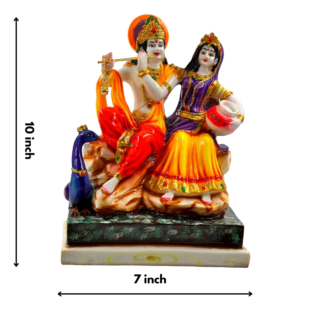Radha Krishna Idol with Peacock – 10 Inch Decorative Statue for Home & Office