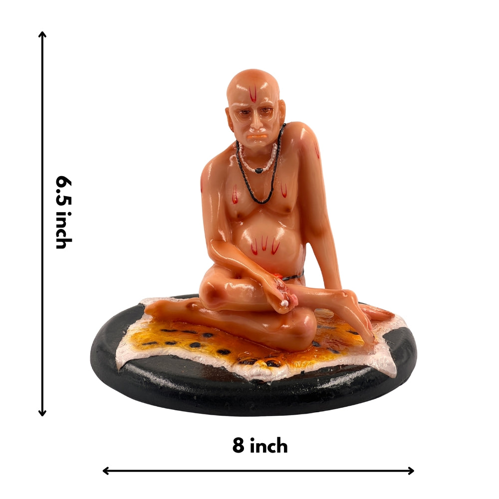 Swami Samarth Idol – 6.5 Inch Sitting Statue on Tiger Skin Base for Home & Mandir