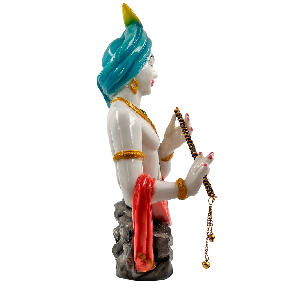 11 Inch Krishna with Flute and Rose Idol – Artistic Resin Statue
