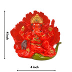 4-Inch Red Leaf Ganesha Idol – Vibrant Decorative Ganpati Statue for Home & Gifts
