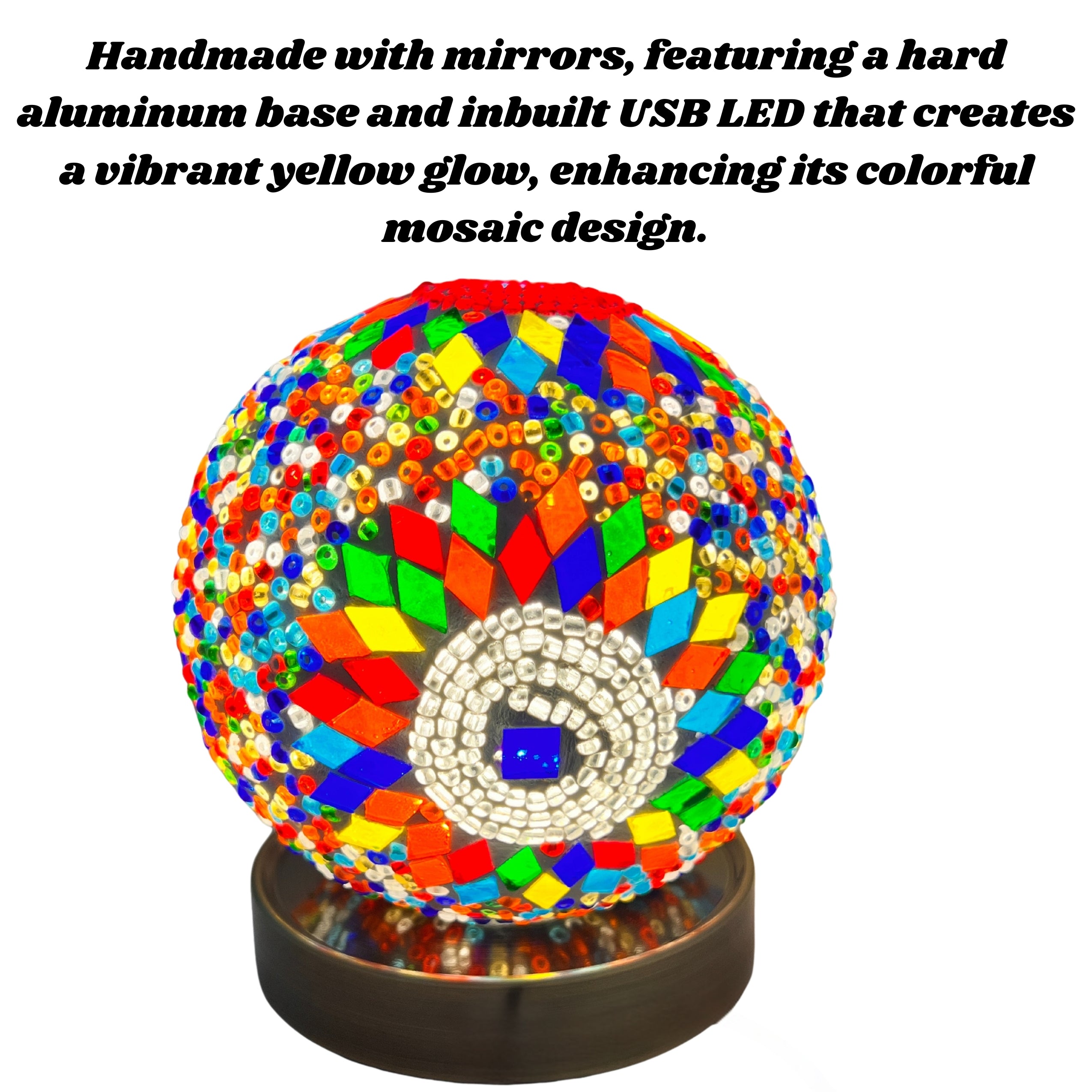 Handmade Turkish Mosaic Table Lamp with Aluminum Base
